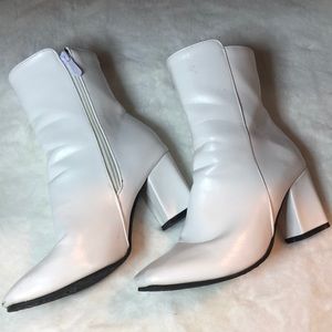 White disco boots with block heel, from Shein